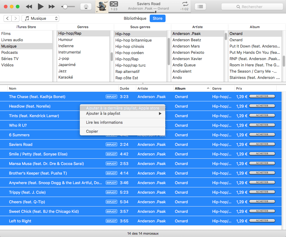 Itunes Store by columns (French interface capture)