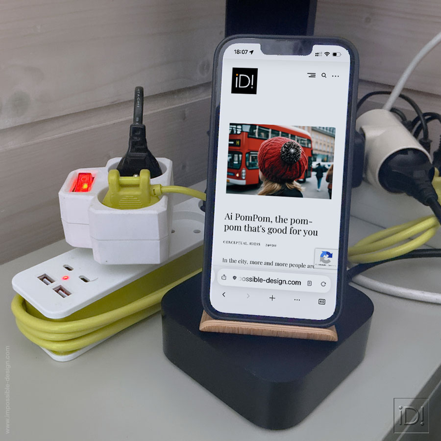 charger cabinet top with an Iphone