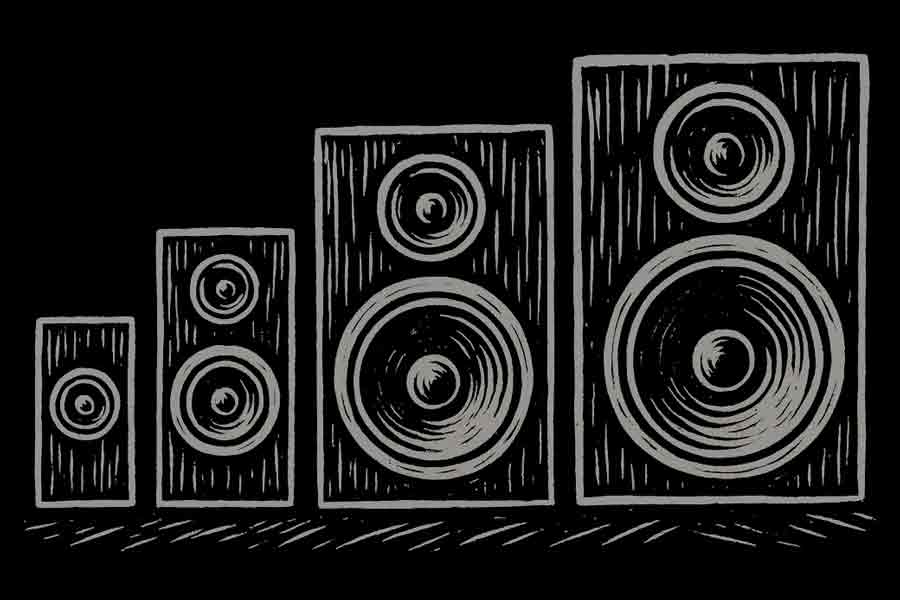 4 haut-parleurs de plus petit au plus grand